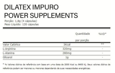 Braço de Ferro Suplementos Dilatex Impuro 120Cps POWER SUPPLEMENTS