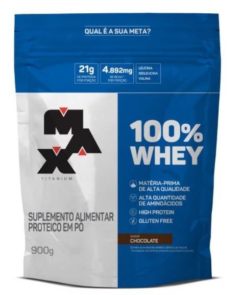 100% Whey 900g refil MAX TITANIUM - Concentrado