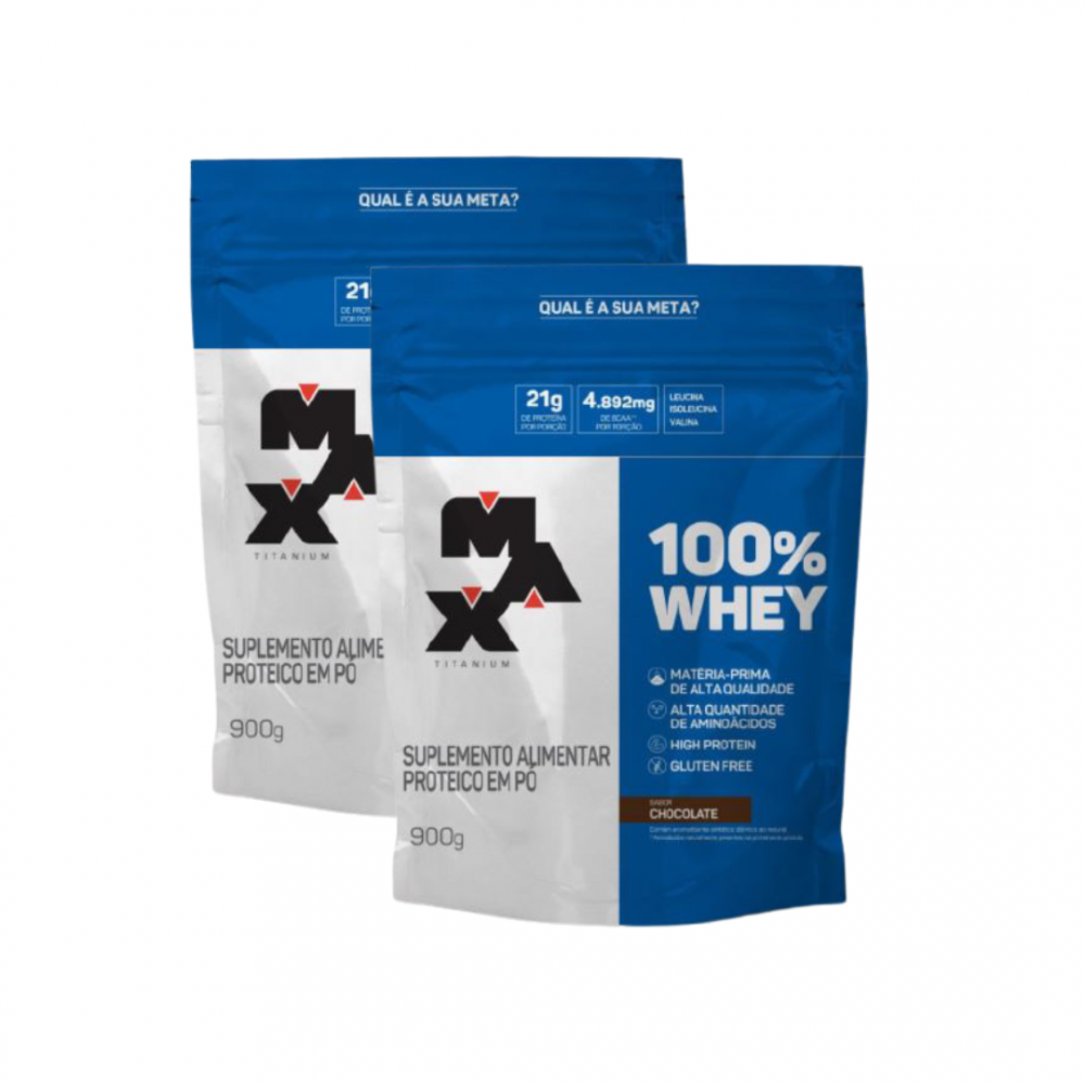 COMBO 2 unidades 100% Whey 900g Refil MAX TITANIUM