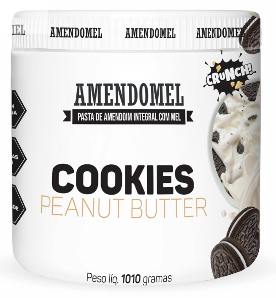 Braço de Ferro Suplementos  Pasta de Amendoim Integral Chocolate Branco  com Cookies 1Kg AMENDOMEL